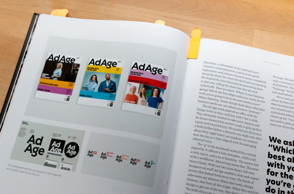 Die Abbildung aus dem Buch 'identity designed' von David Airey zeigt das Branding von Ad Age