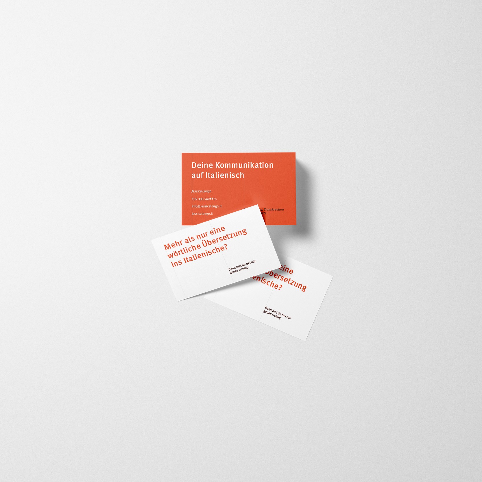 typographic business card designs for Jessica Longo