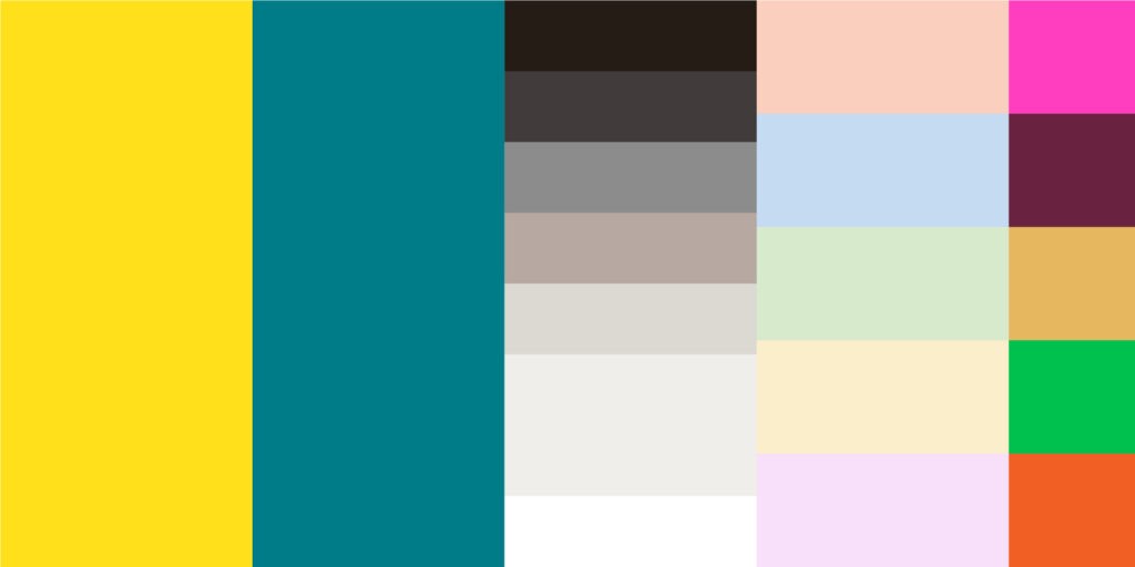 Das Bild zeigt die Markenfarben von Mailchimp als Beispiel für eine gelungene Markenfarbpalette