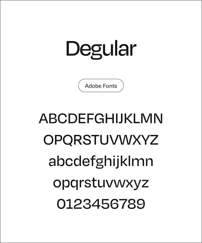 Type specimen for 'Degular' by Adobe fonts