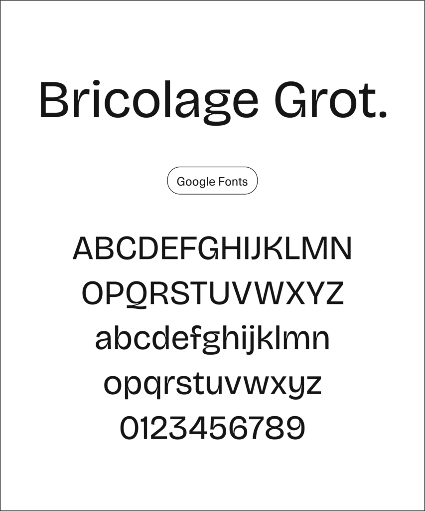 Type specimen for 'Bricolage Grotesque' by Google Fonts