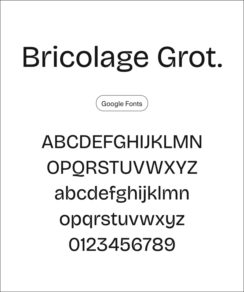 Type specimen for 'Bricolage Grotesque' by Google Fonts