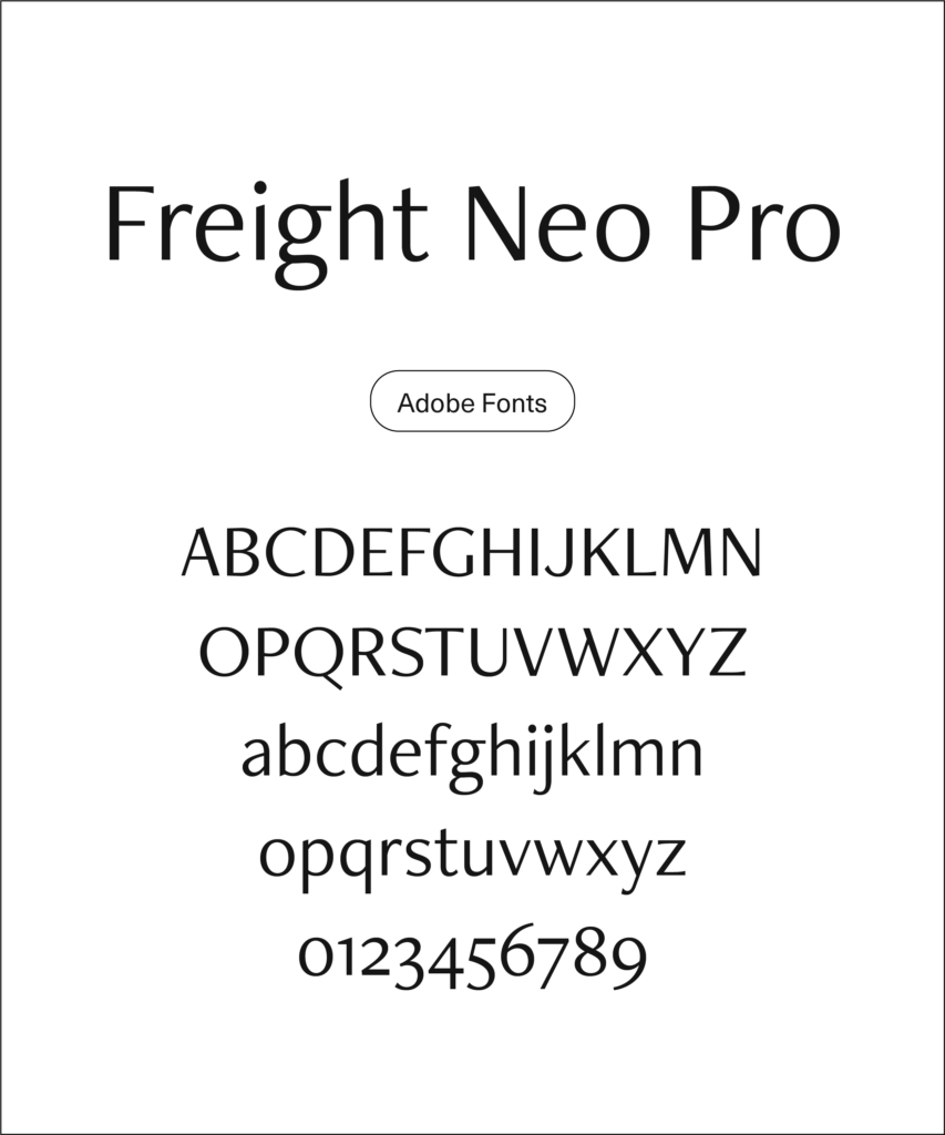 Type specimen for 'Freight Neo' by Adobe fonts
