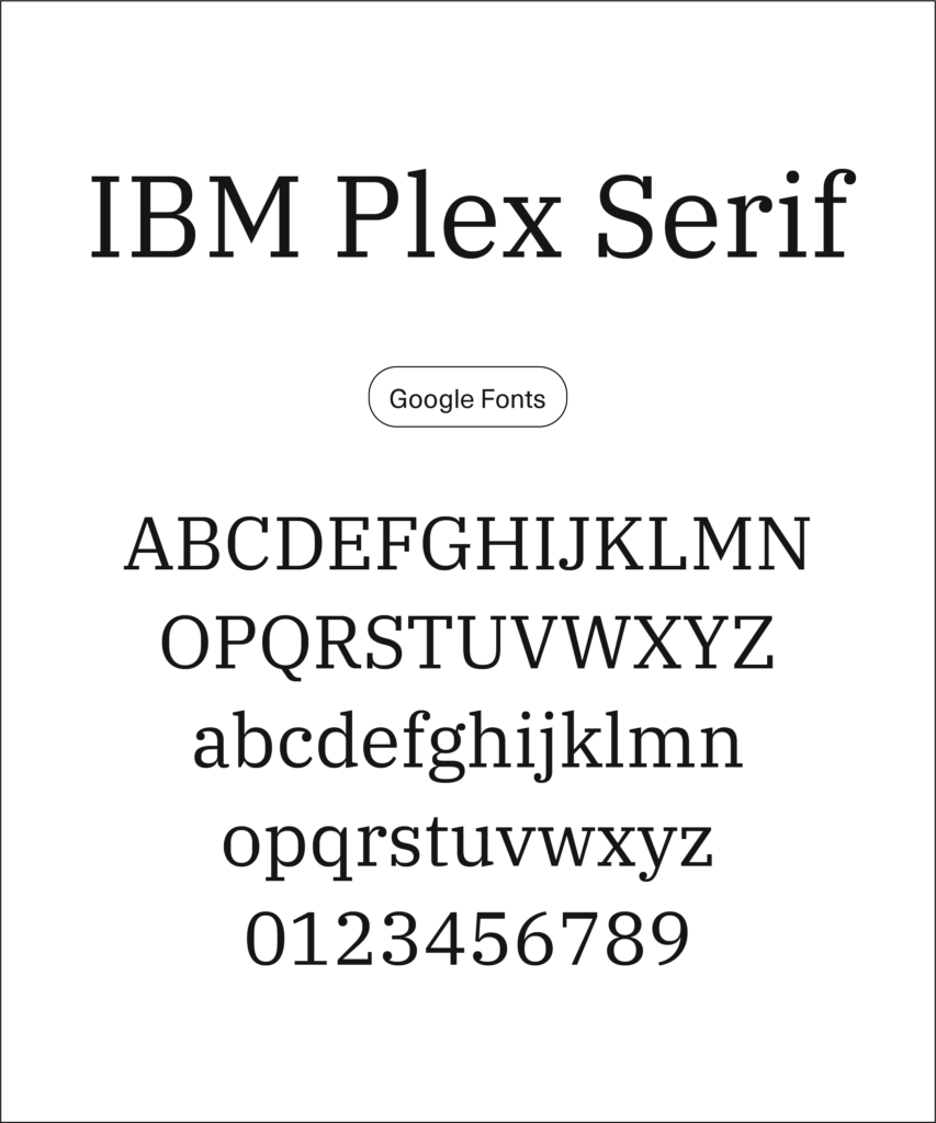Type specimen for 'IBM Plex Serif' by Google Fonts