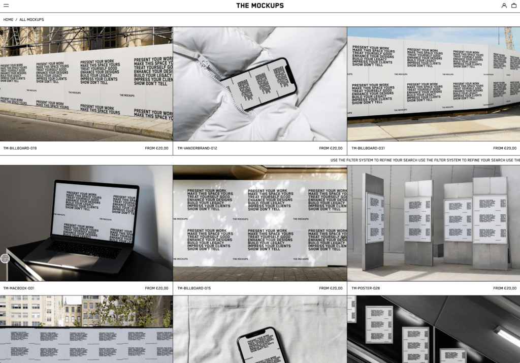 Screenshot der Website von The Mockups