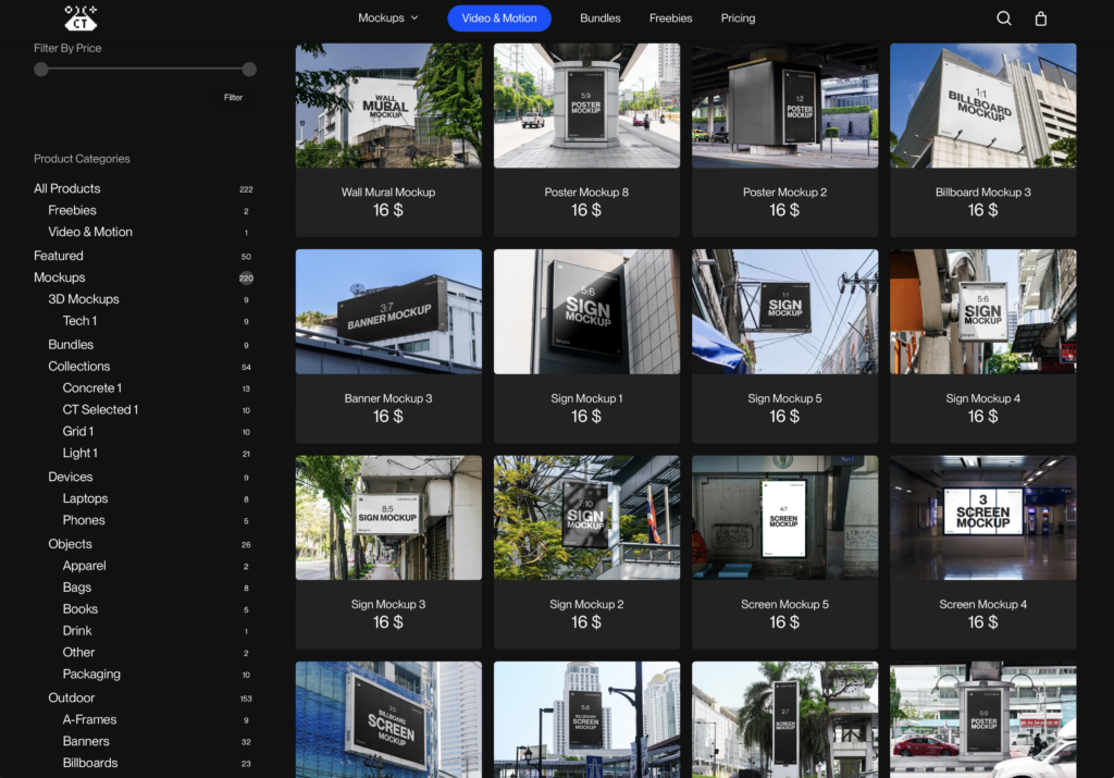 Screenshot der Mockup Line Mockups Website