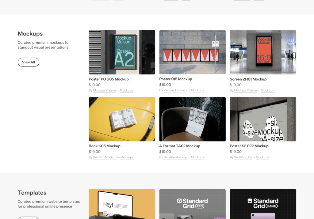 Screenshot of the Mockup Line mockups site