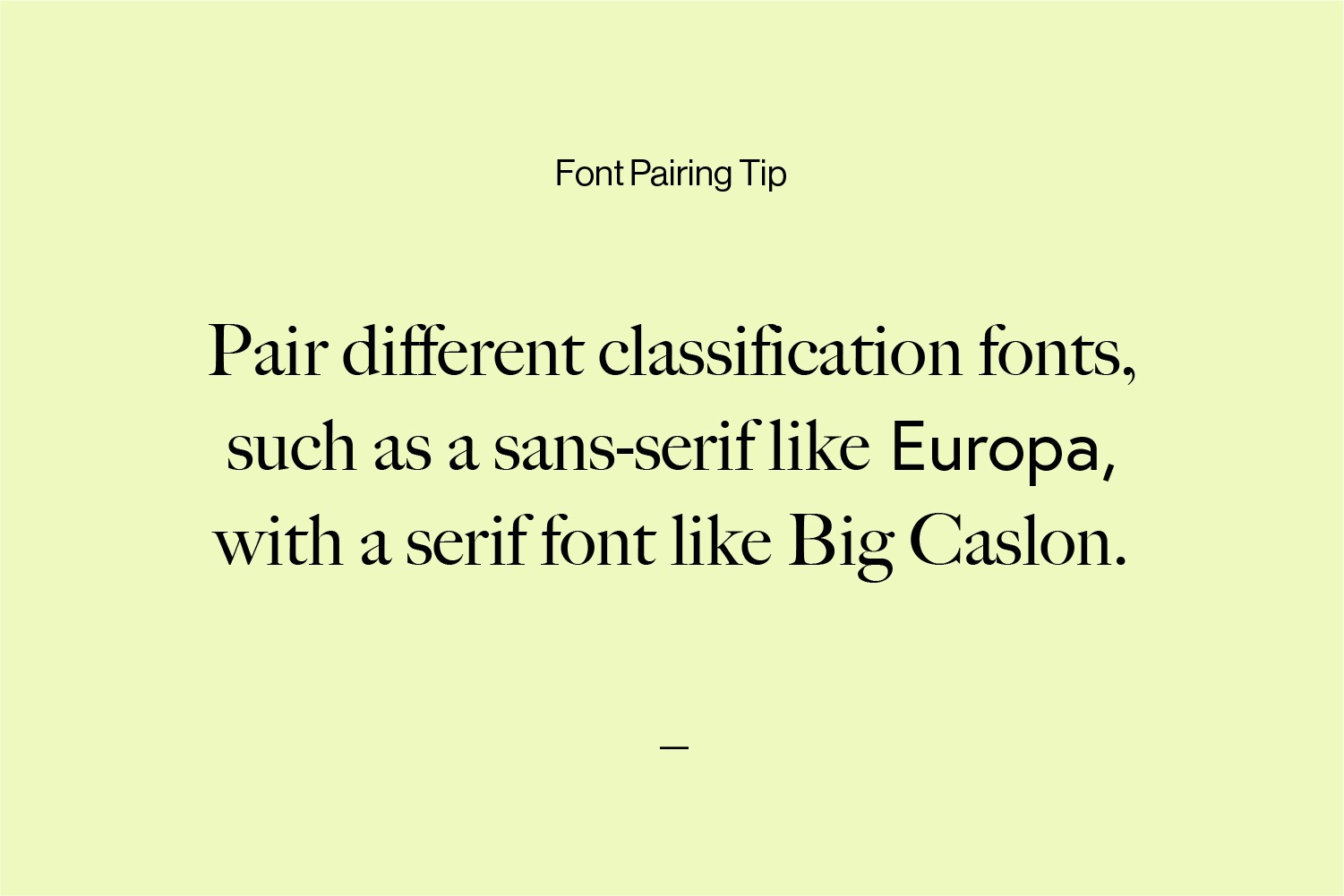 Font pairing advice that reads: