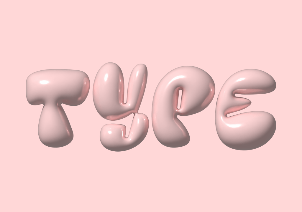 The word "type" in pale pink 3D text as an introduction to the article "Brand Typography: Your most common questions answered"