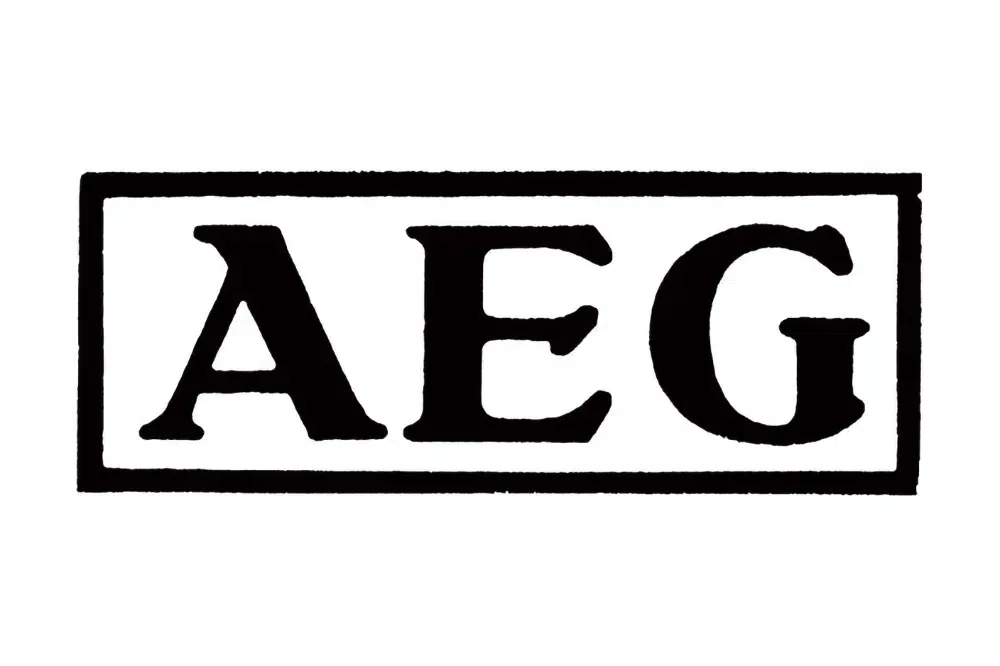 Das AEG-Logo, entworfen von Peter Behrens während der industriellen Revolution, ist ein ikonisches Beispiel für frühes visuelles Branding und Industriedesign.