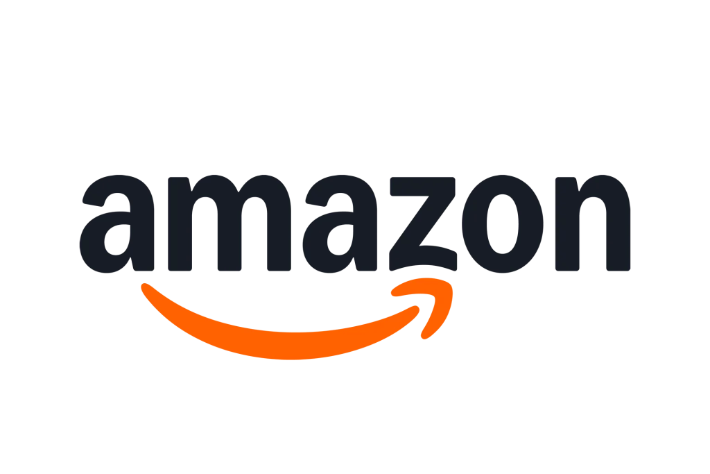 Der Amazon-Schriftzug mit dem charakteristischen gelben Pfeil, der sich vom „A" zum „Z" schwingt und zugleich ein Lächeln bildet.