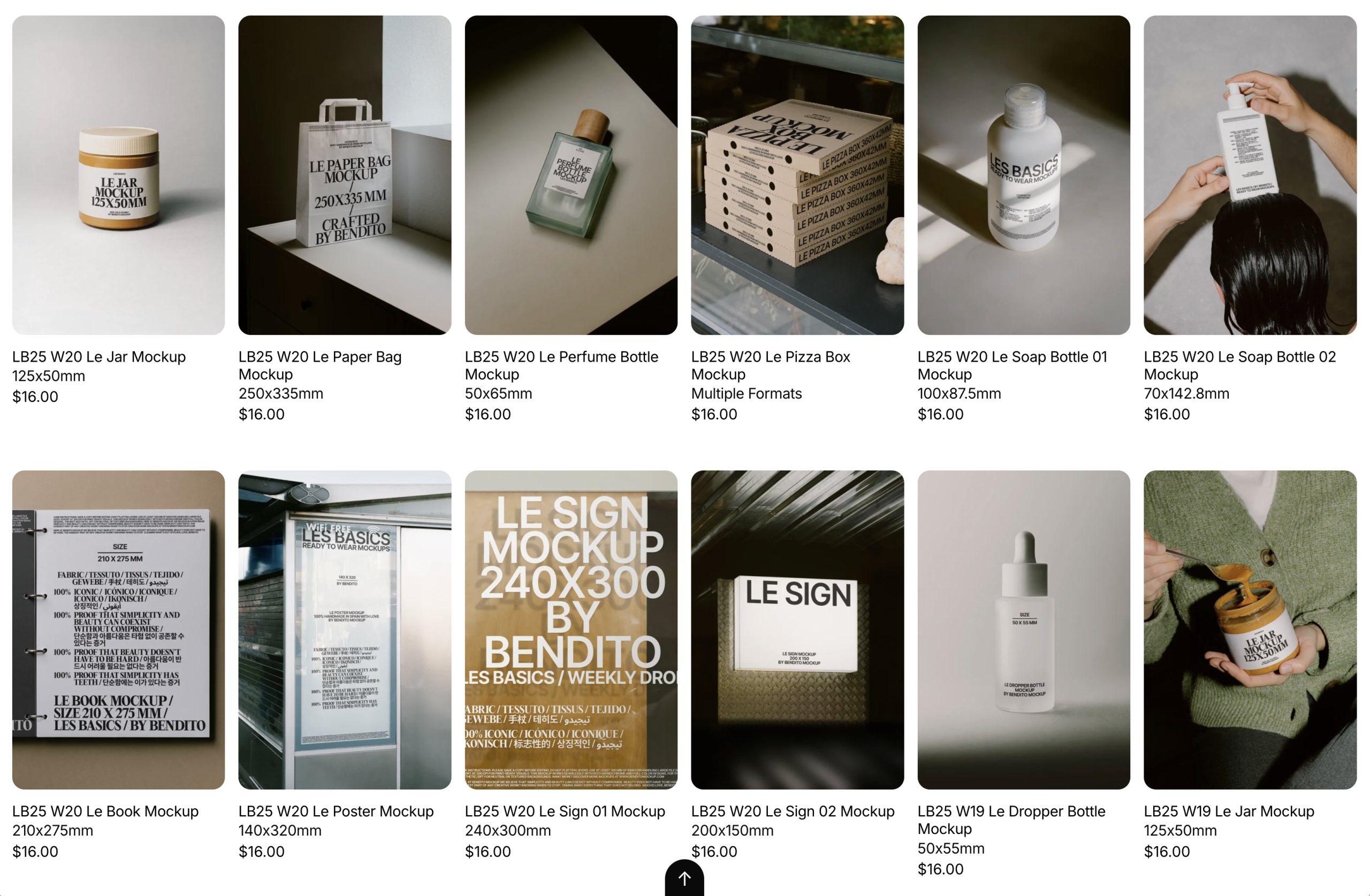 Screenshot von Bendito Mockup mit einer kuratierten Auswahl hochwertiger Mockups für Designer
