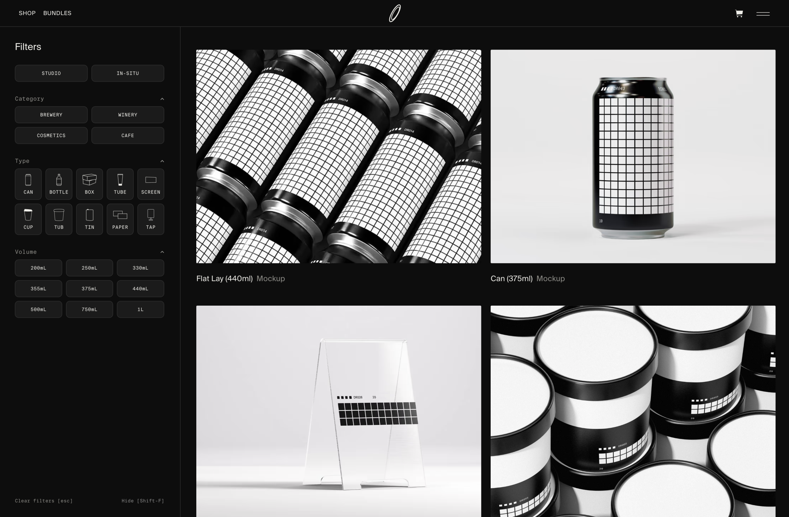 Ein Blick auf die Mockup-Bibliothek von Darkroom mit hochwertigen Verpackungs-Mockups