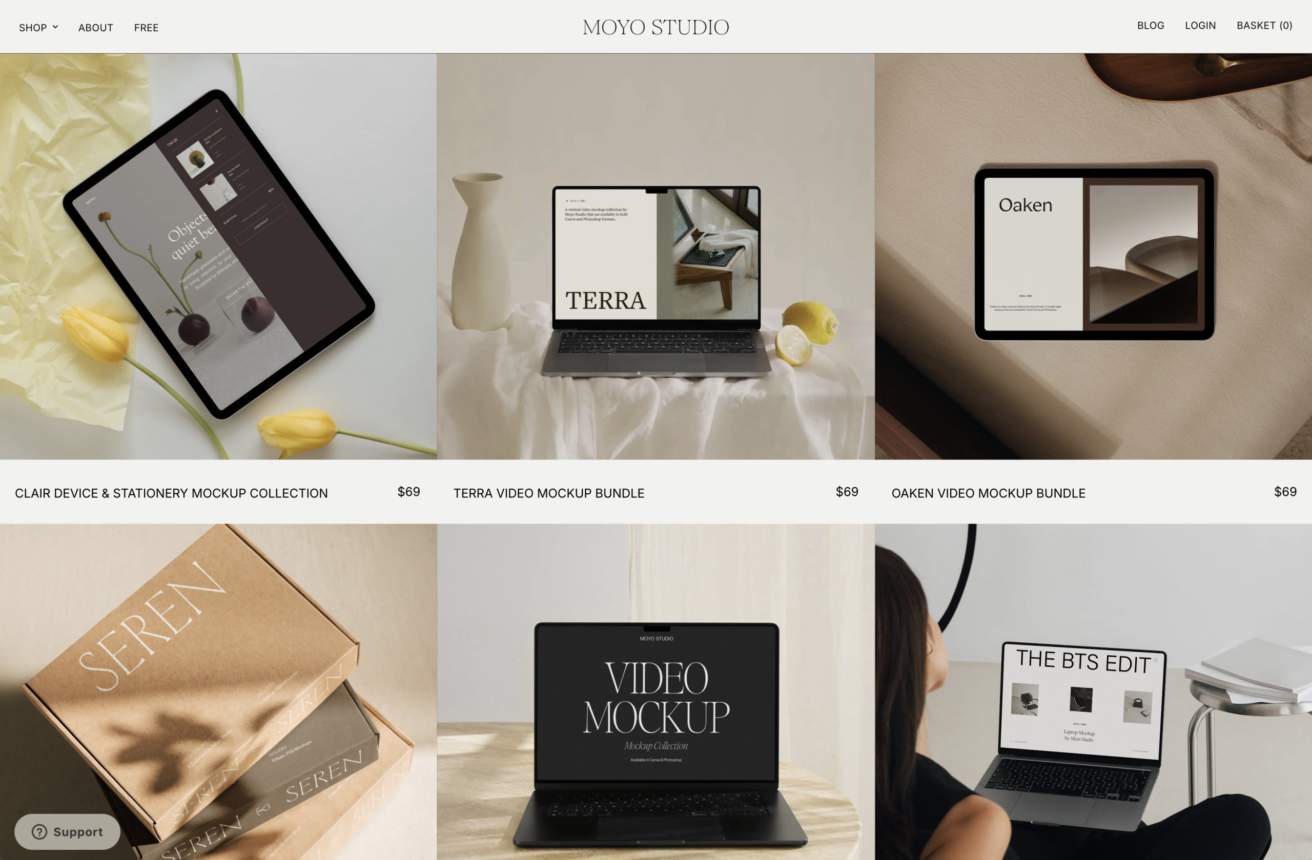 Screenshot der von Moyo Studio angebotenen Mockups für professionelles Branding und Präsentationen