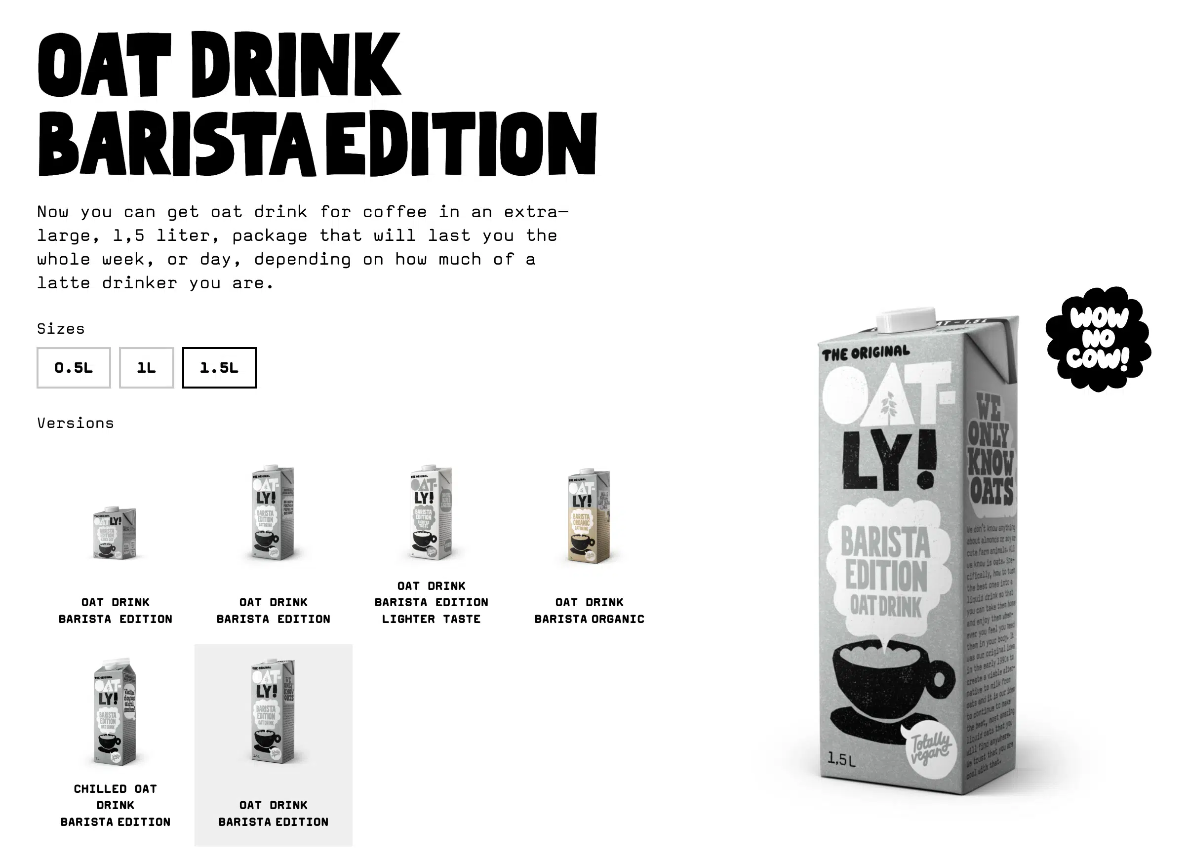 Verspielte Markentypografie von Oatly – zu sehen auf der Produktseite