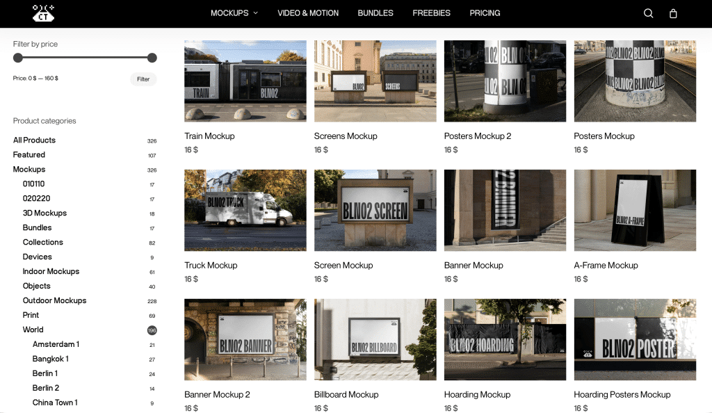 Premium-Mockup-Website Colortime Lab mit Mockups zu globalen Stadtthemen aus Wellington, Bangkok, London und anderen urbanen Orten.