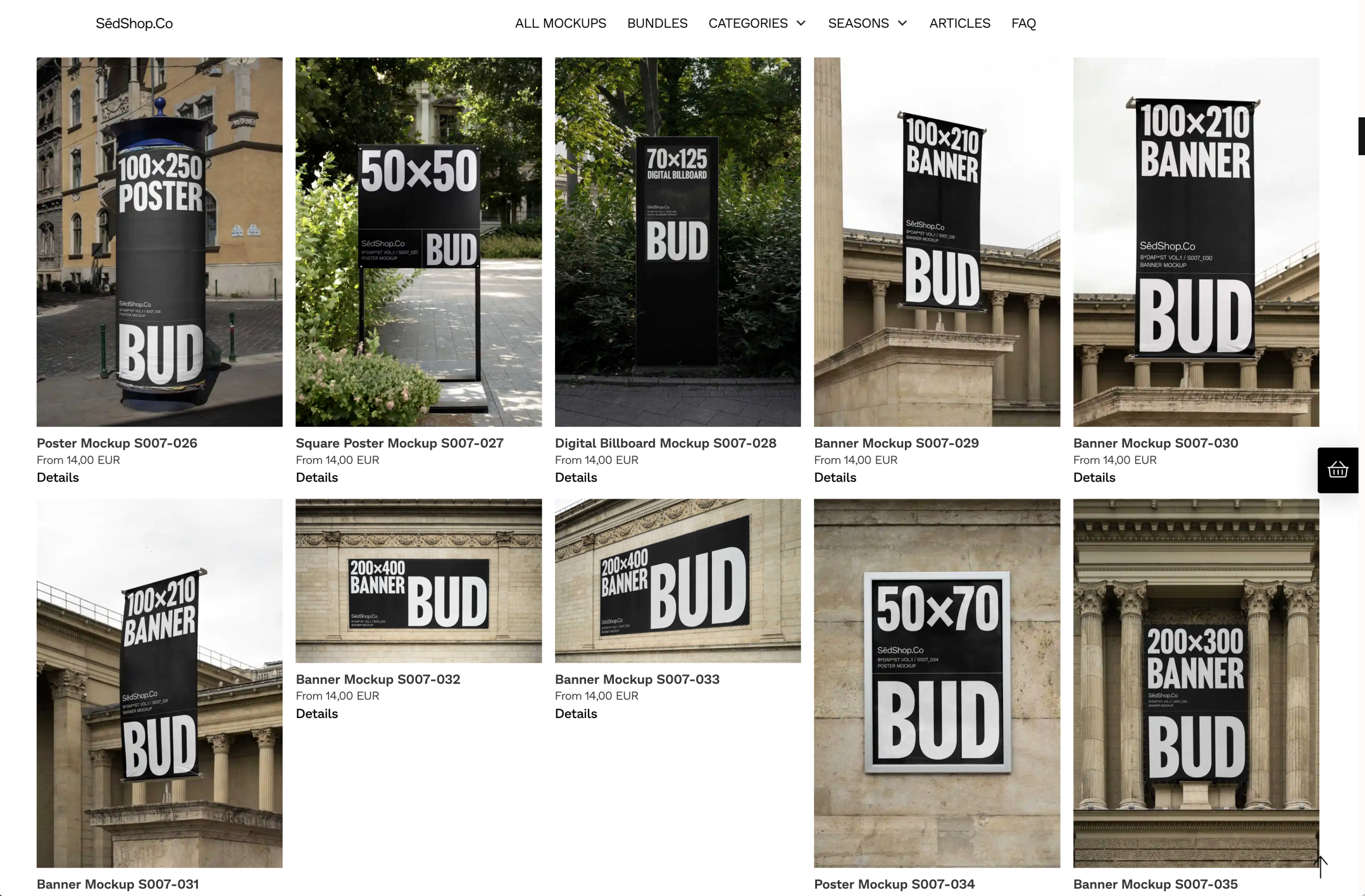 Screenshot der Präsentation der besten Mockups, die Sedshop.co für professionelles Branding und Präsentationen anbietet.