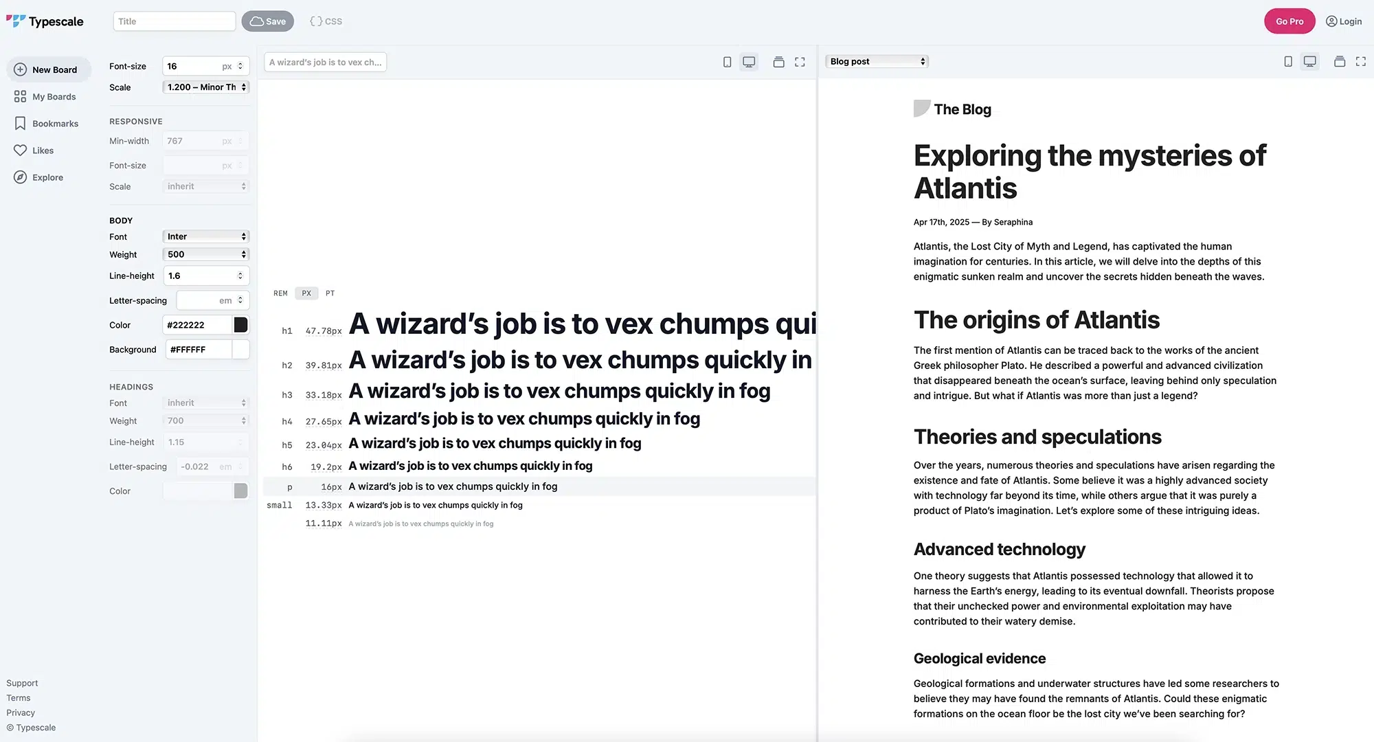 Screenshot des TypeScale-Tools als Beispiel für ein hervorragendes Branding-Tool