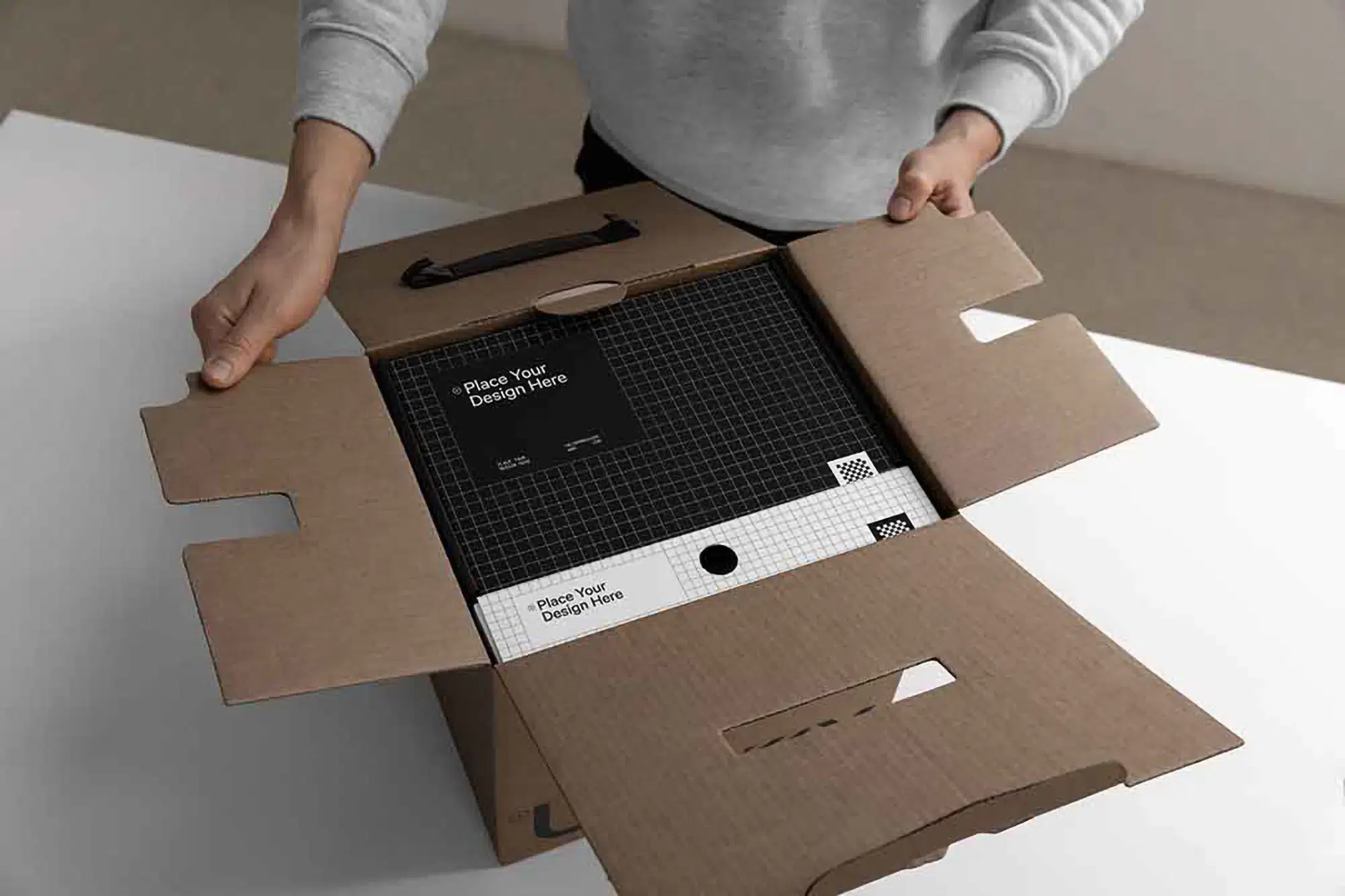 Unboxing mockup by Hazards Mockups