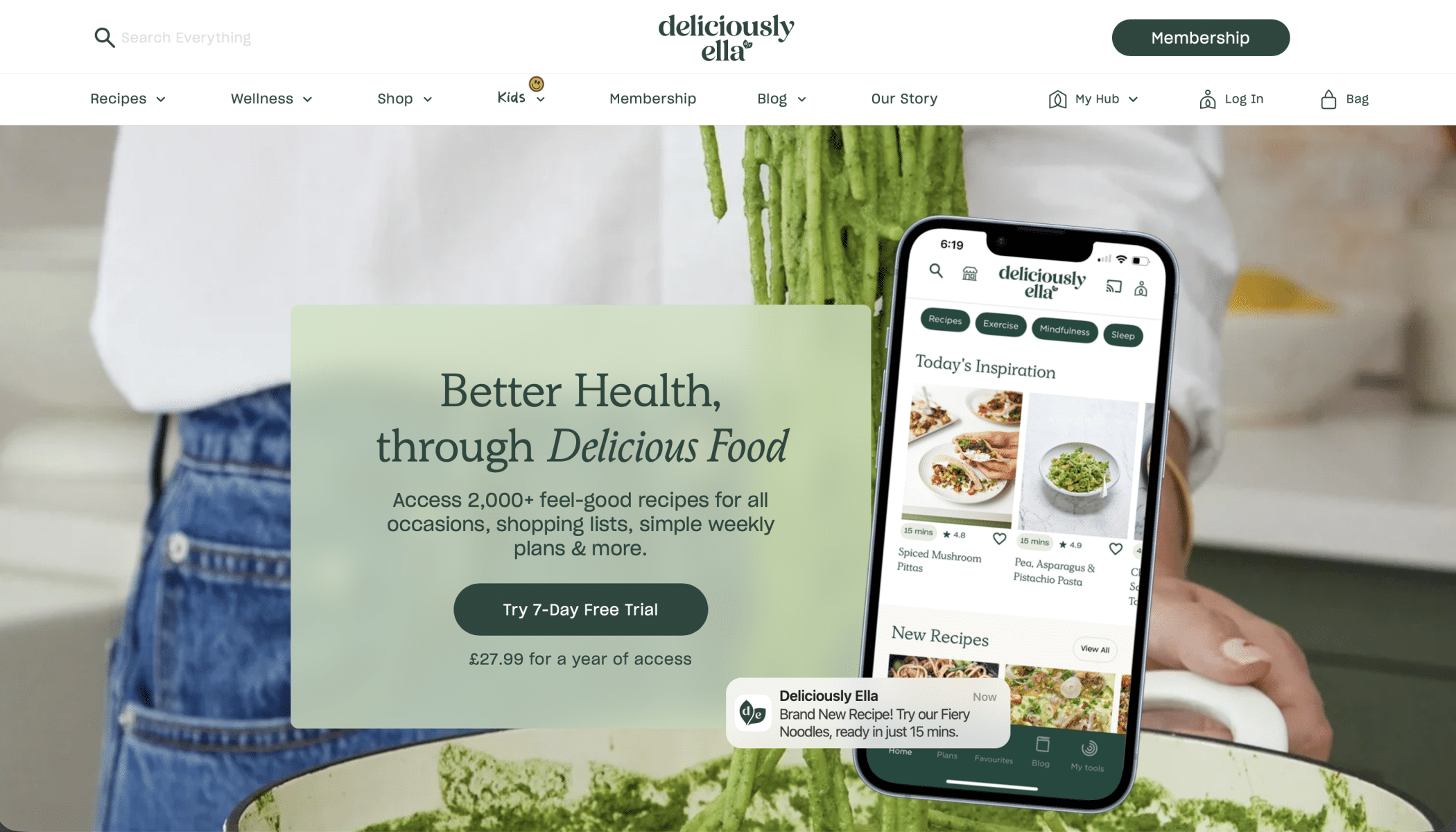 Website von Deliciously Ella nach der Übernahme durch die Hero Group